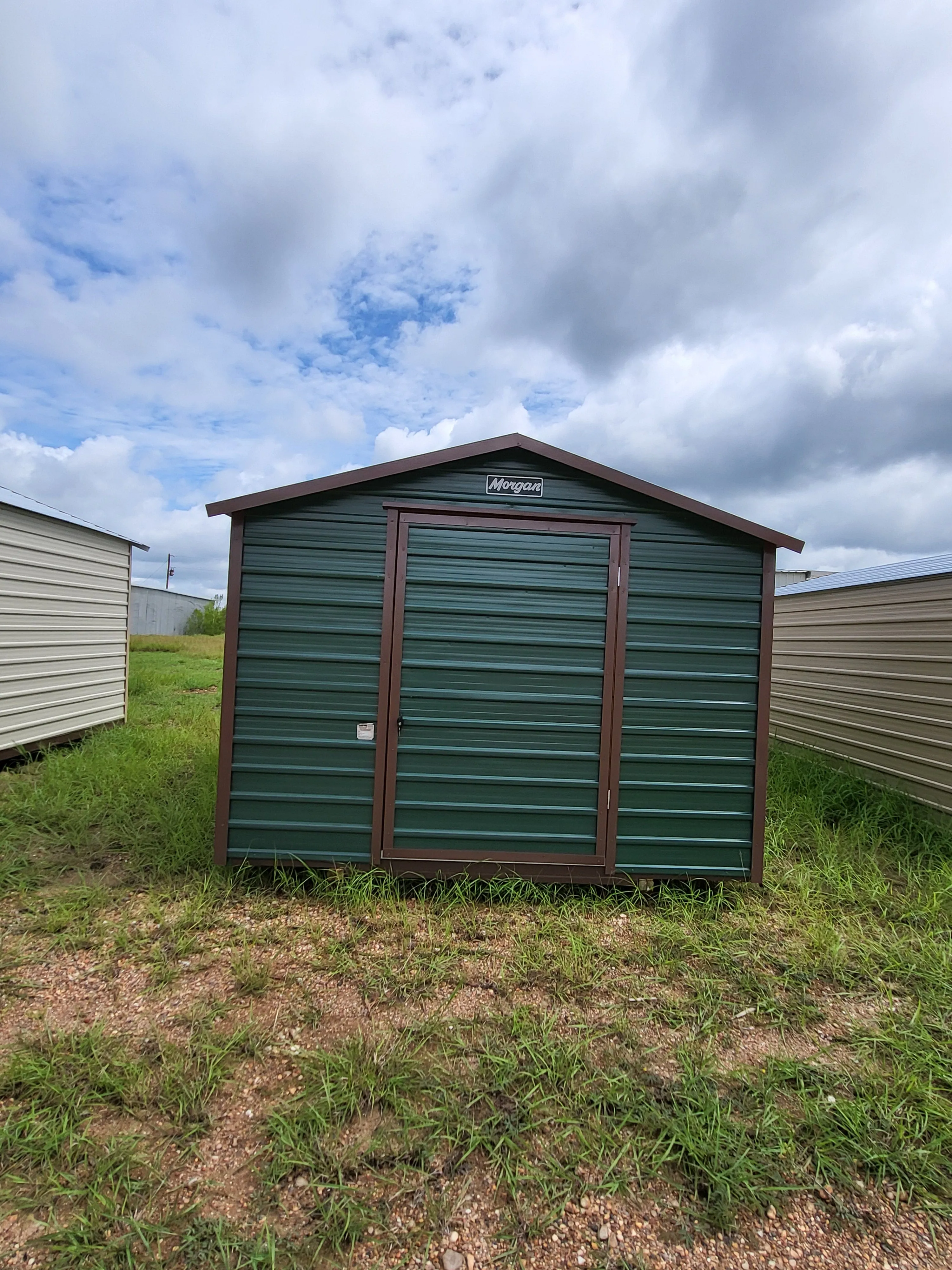 08 x 10 Forest Green Steel Single Door and Window Shed
