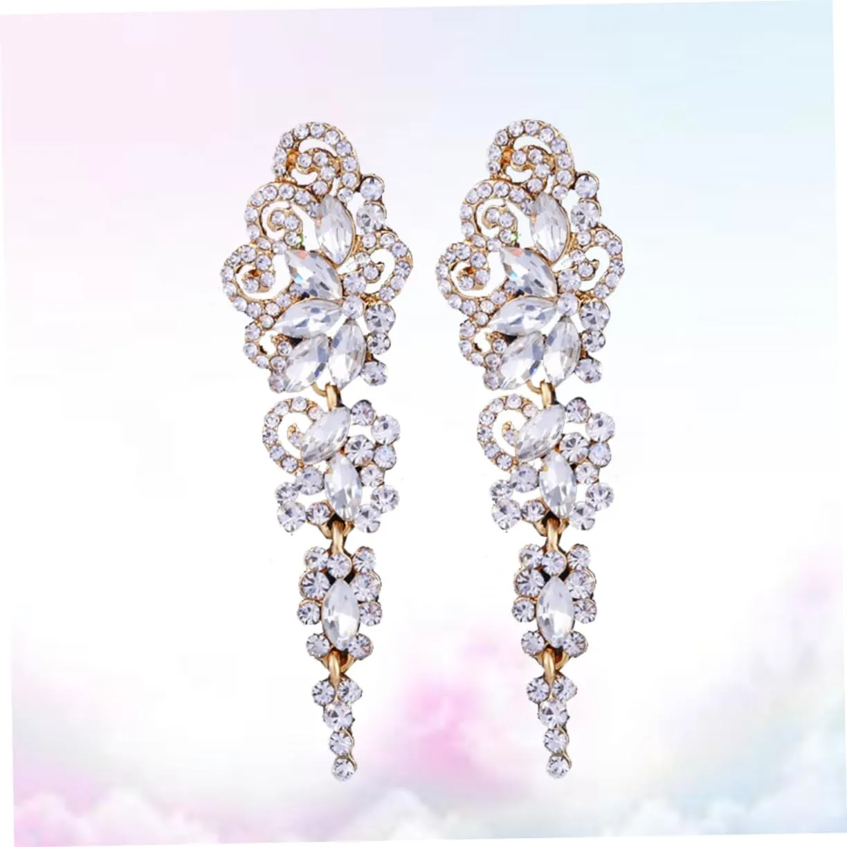 1 Pair Rhinestone Earrings Dangle Wedding Earrings Drop Earrings Wedding Womens Earrings Fringe Earrings