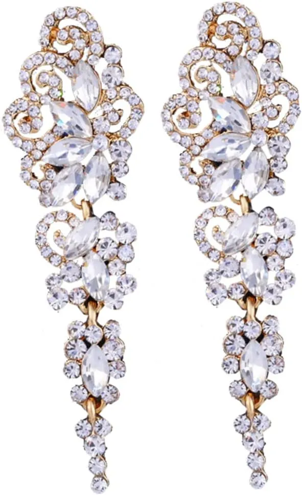 1 Pair Rhinestone Earrings Dangle Wedding Earrings Drop Earrings Wedding Womens Earrings Fringe Earrings