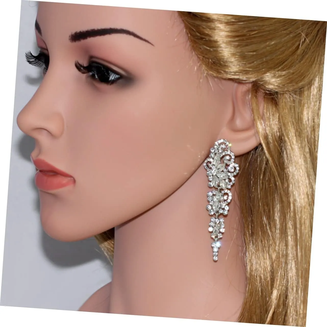 1 Pair Rhinestone Earrings Dangle Wedding Earrings Drop Earrings Wedding Womens Earrings Fringe Earrings