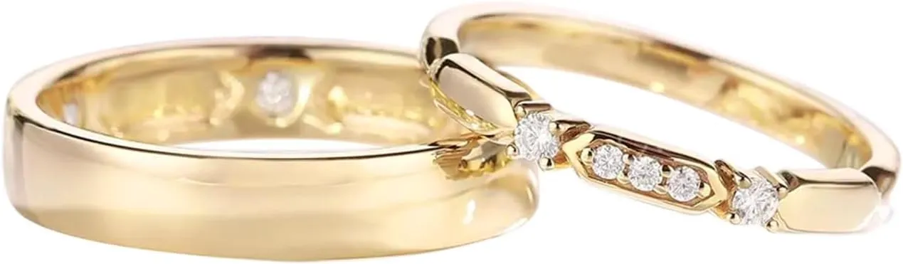 10k/14k/18k Soild Gold Personalized Moissanite Couple Rings Set for Men and Women, 925 Sterling Silver Moissanite Engagement Bridal Rings Set, for Wedding Anniversary, Free Engraving