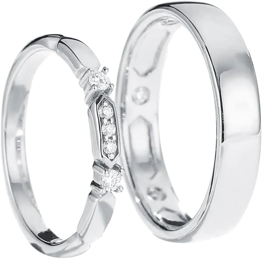 10k/14k/18k Soild Gold Personalized Moissanite Couple Rings Set for Men and Women, 925 Sterling Silver Moissanite Engagement Bridal Rings Set, for Wedding Anniversary, Free Engraving