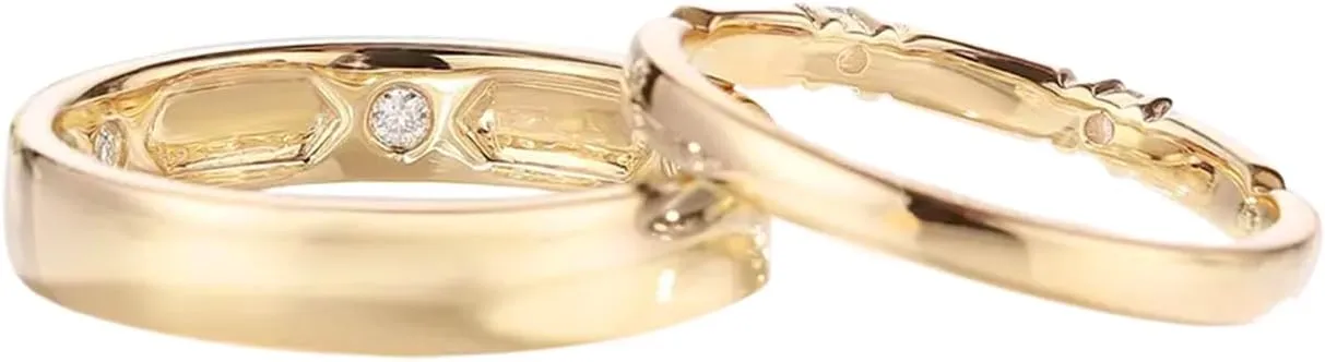 10k/14k/18k Soild Gold Personalized Moissanite Couple Rings Set for Men and Women, 925 Sterling Silver Moissanite Engagement Bridal Rings Set, for Wedding Anniversary, Free Engraving