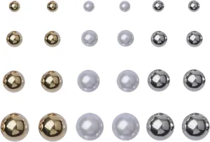 12Pair Pearl Stud Earrings for Women Girls Hypoallergenic Pearl Ball Earrings White Round Earring Big Small Earrings Set