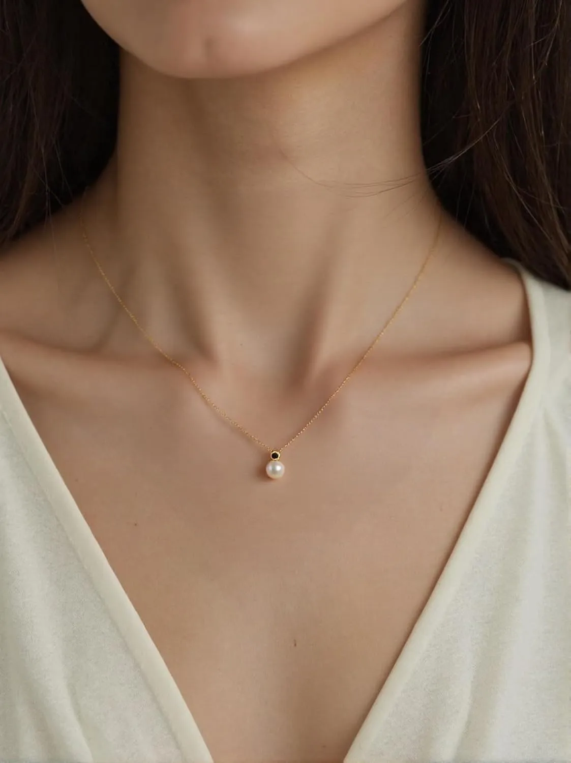 14K Gold Plated Pearl Necklaces for Women, Sterling Silver Dainty Single Pearl Pendant Choker Necklace Jewelry Gifts for Mother Day Birthday Wedding