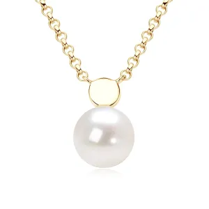 14K Gold Plated Pearl Necklaces for Women, Sterling Silver Dainty Single Pearl Pendant Choker Necklace Jewelry Gifts for Mother Day Birthday Wedding