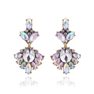 17colors Vintage Antique Golden Transparent Rhinestone Earrings For Women Bijoux Brincos Women's Christmas Gift 2018