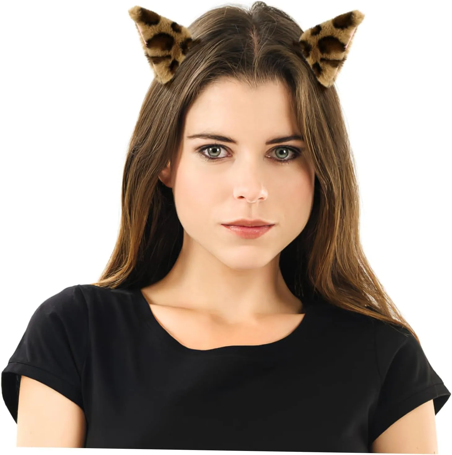 1Pair Adorable Cat Ear Hair Clips Leopard Print Barrettes for Halloween Cosplay and Parties Unique Performance Hair Accessories for Women