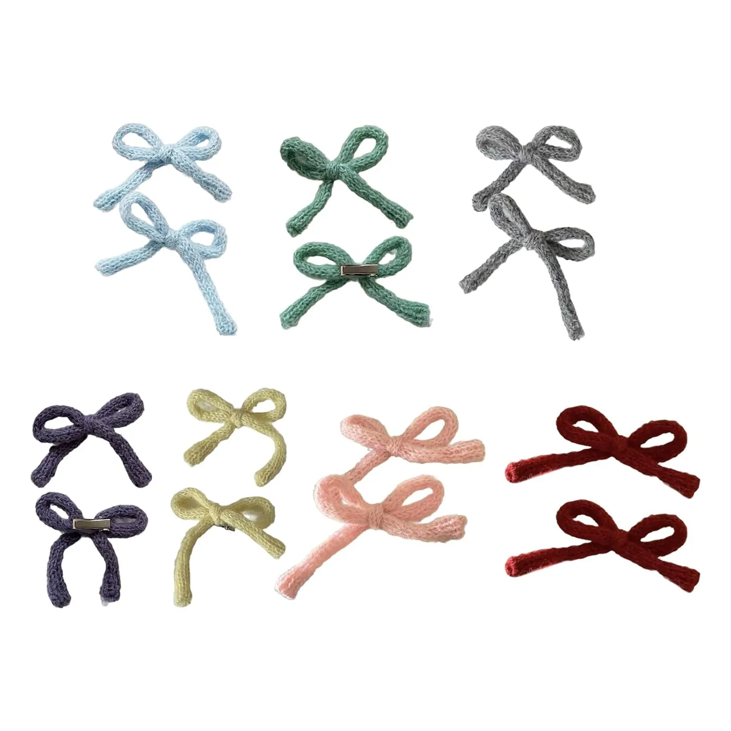 2Pcs Knitted Bow Hair Clip Hair Barrettes Hair Bow Headpieces Winter Bow French Barrettes Headwear Hair Accessories