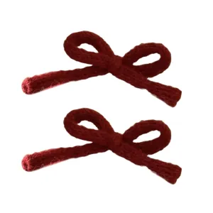2Pcs Knitted Bow Hair Clip Hair Barrettes Hair Bow Headpieces Winter Bow French Barrettes Headwear Hair Accessories