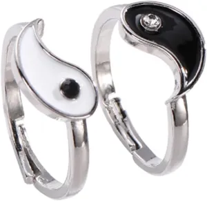 2pcs Matching Couples Rings Tai Chi Bagua Ring Set Adjustable Open for Women