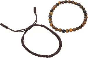 2pcs Stone Beaded Bracelet Handmade Woven Rope Bracelet for Women Beads Stylish Wrist Accessories for Casual Formal Occasions