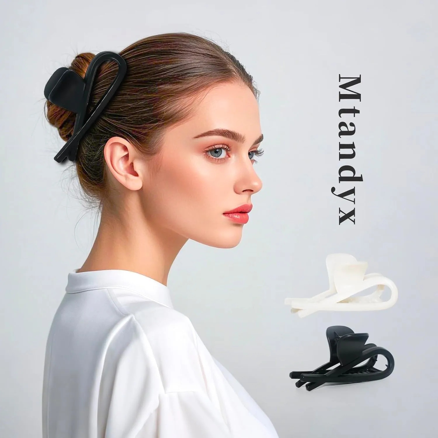 4.7 Inch Large Hair Claw Clips for Women, Strong Hold Claw Clips for Thick,Black Whit Cute Dolphin Shape, Hair Accessories Gifts for Women