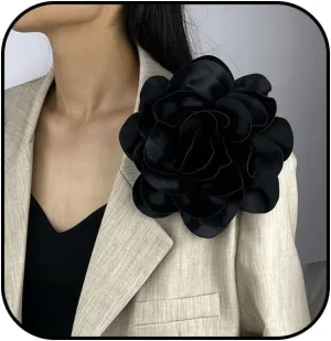 4.7in Rose Flower Brooches Dainty Satin Fabric Rose Flower Brooches for Women Large Camellia Flower Brooches Lapel Pins for Wedding Party Dance Dress Clothes Accessories
