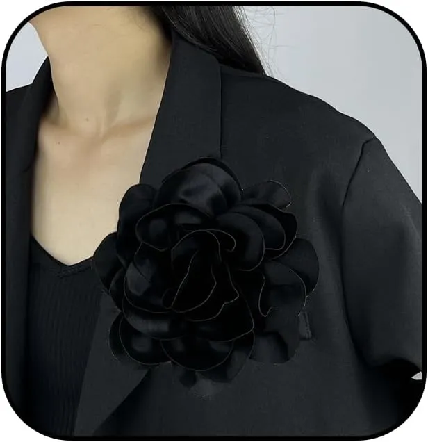 4.7in Rose Flower Brooches Dainty Satin Fabric Rose Flower Brooches for Women Large Camellia Flower Brooches Lapel Pins for Wedding Party Dance Dress Clothes Accessories