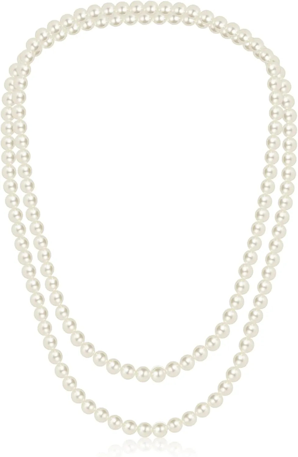 59" Long Pearl Necklace, Faux Long Pearl Necklaces for Women, Vintage Elegant Long Pearls, Pearl Necklace Long for Wedding Party 1920s Gatsby Costume Jewelry