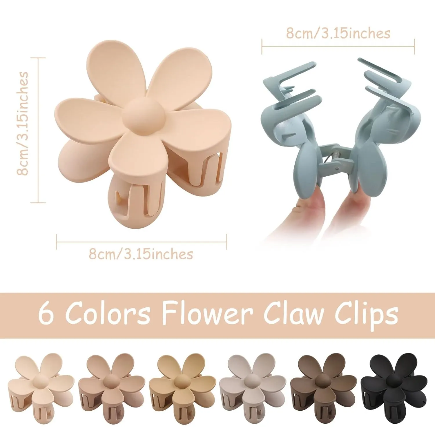 6PCS Flower Hair Accessories, Matte Large Claw Clips, Daisy Hair Clips for Thick and Thin Hair, Strong Hold Hair Clips for Women and Girls