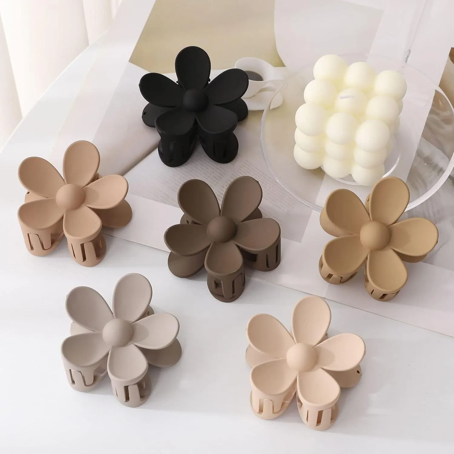 6PCS Flower Hair Accessories, Matte Large Claw Clips, Daisy Hair Clips for Thick and Thin Hair, Strong Hold Hair Clips for Women and Girls