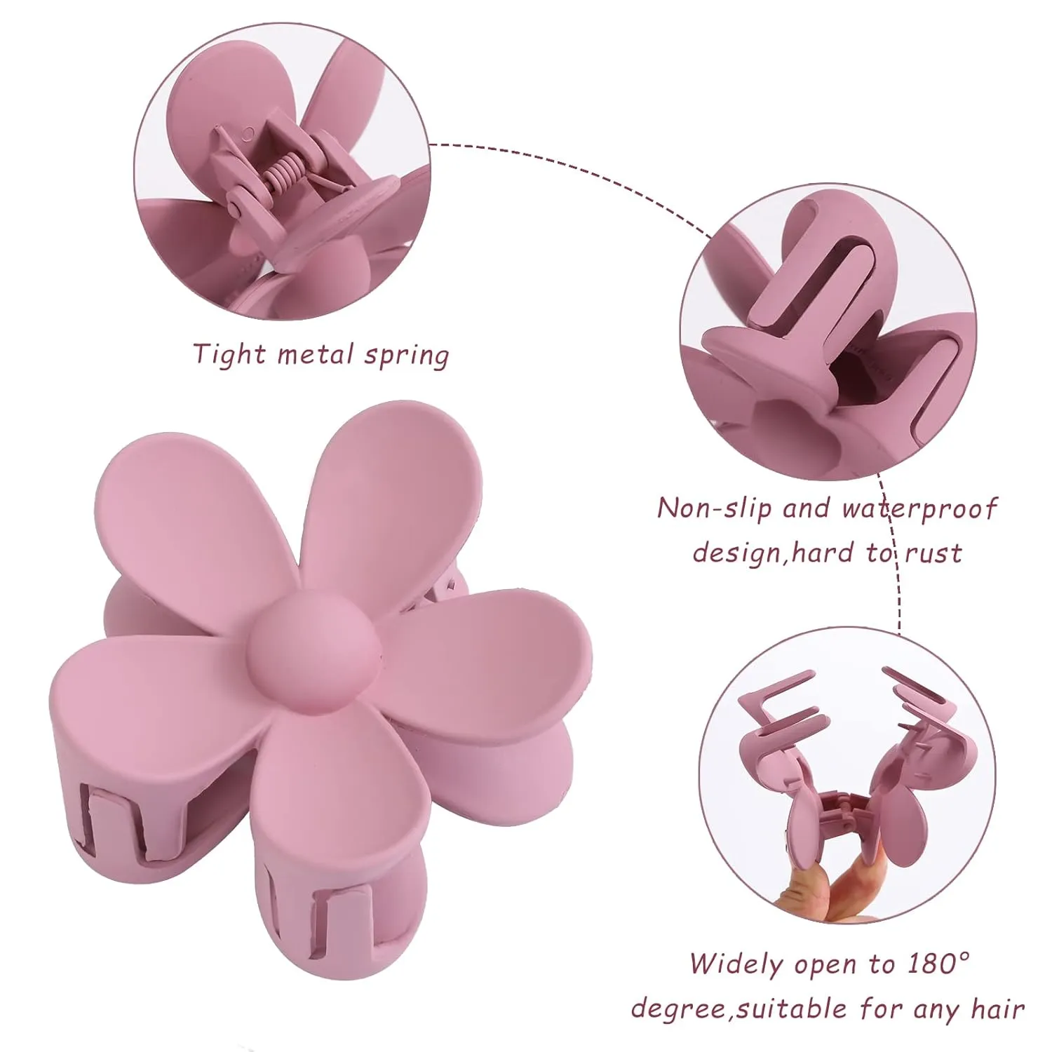 6PCS Hair Clips Set: Matte Large Claw Clips, Cute Daisy Hair Accessories, Non-Slip Strong Hold for Thick/Thin Hair, Christmas Gift for Girls, Oliver Green