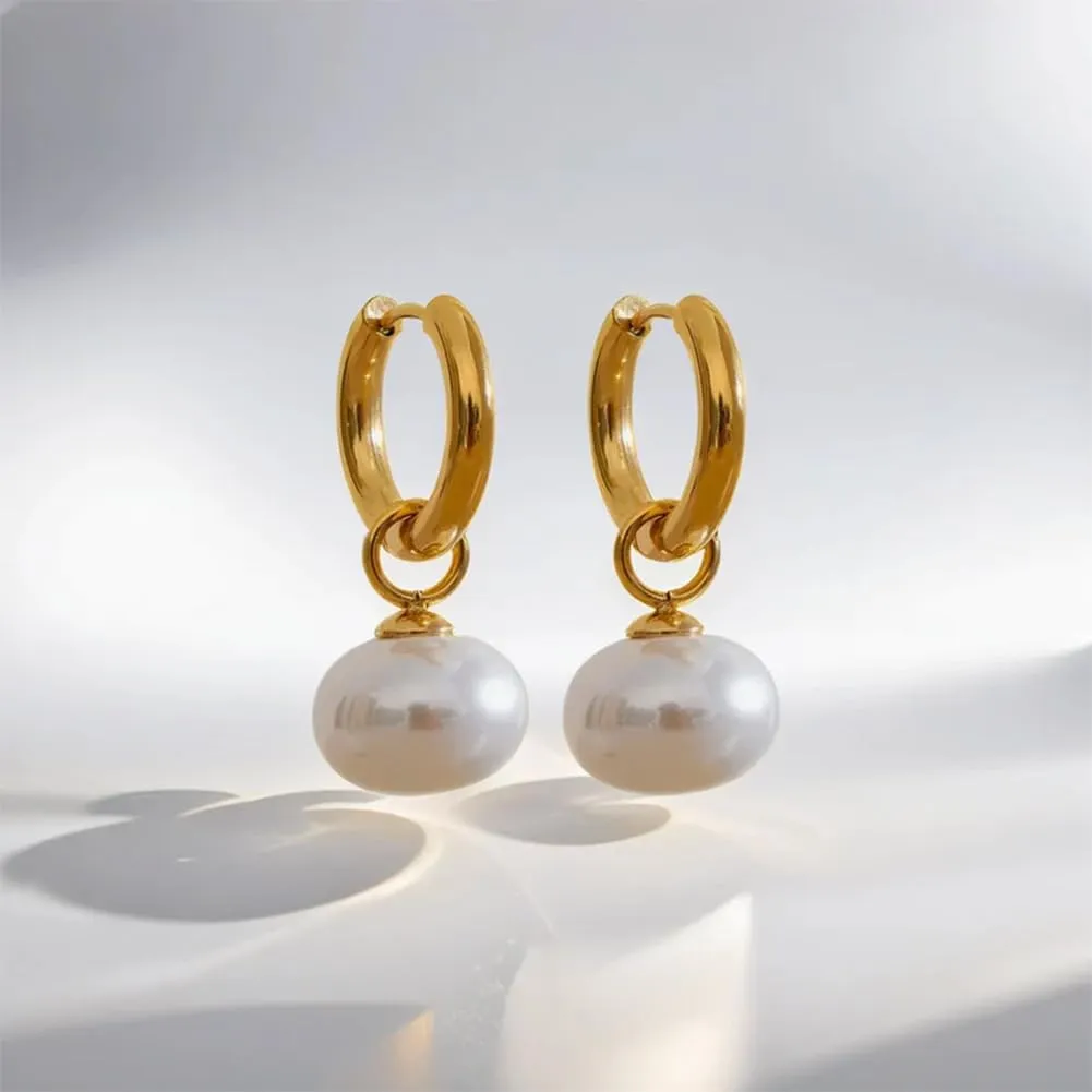 8YEARS Chunky Gold Hoop Earring for Women, 18K Gold Plated Lightweight Thick Hoops, Hypoallergenic Trendy Jewelry for Gift
