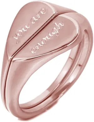 925 Sterling Silver Personalized Name Engraved Half Heart Charm Couple Stackable Promise Rings