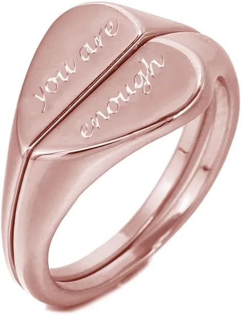 925 Sterling Silver Personalized Name Engraved Half Heart Charm Couple Stackable Promise Rings