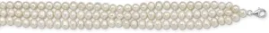 925 Sterling Silver Rhd plt 5 6mm 3 Rows Freshwater Cultured Pearl With 1.5inch Choker 14 Inch-Choker Necklace for Women