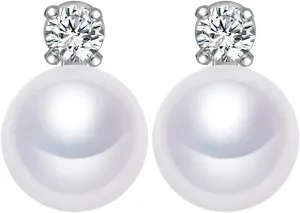 AAA  Quality Handpicked Freshwater Cultured Stud Button Pearl Earrings Gold Plated 925 Sterling Silver Post
