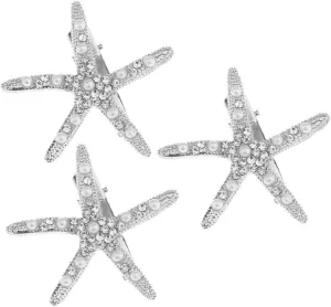 Alipis 3pcs Sea Star Rhinestone Hair Clips for Women Decorative Alloy Barrettes Elegant Headdress Accessories for Weddings and Special Occasions Stunning Hair Pins for Brides and Fashion
