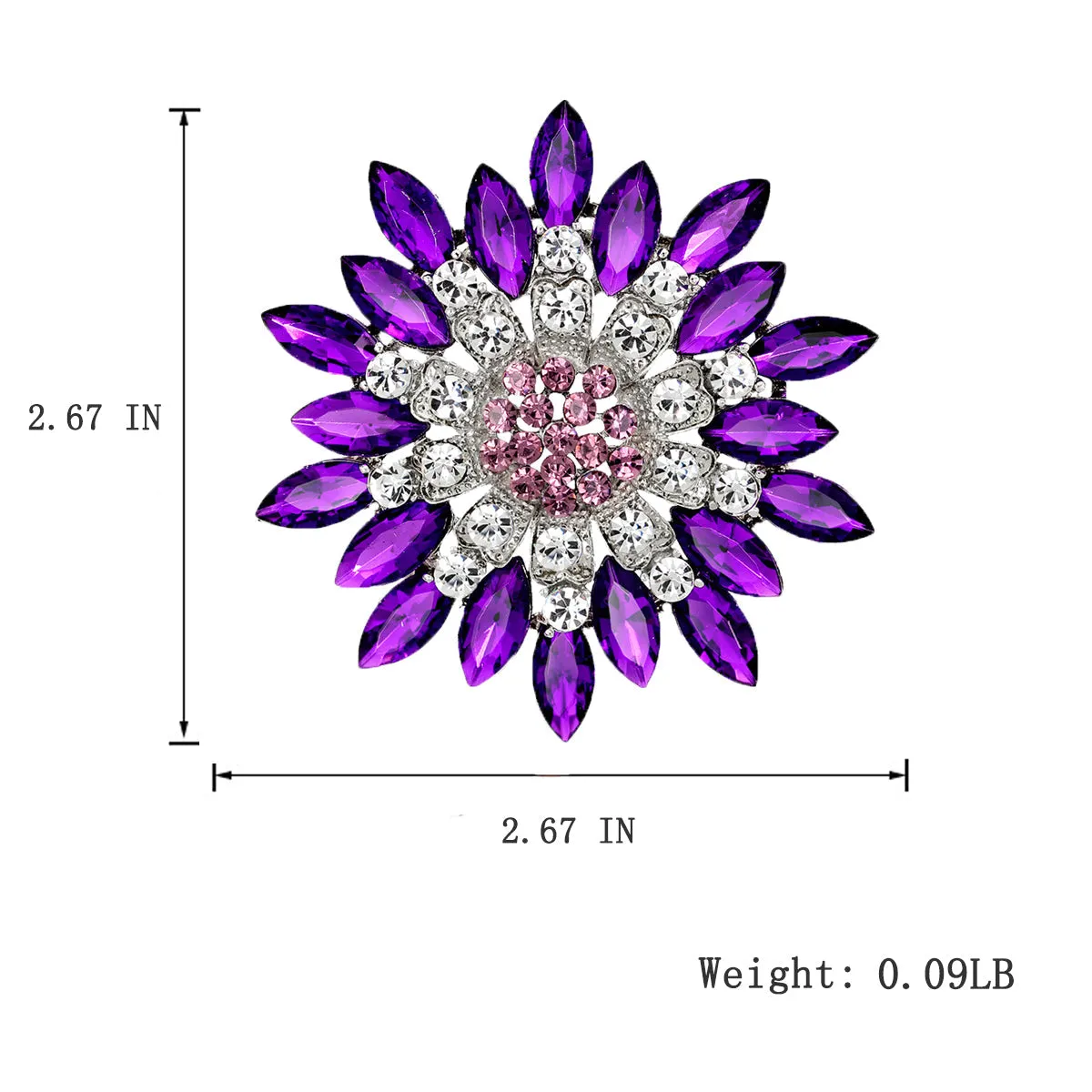 All-Match Brooches Elegant Flower Leaf Wedding Bridal Accessories Big Crystal Rhinestone Bouquet Brooch Pin for Women