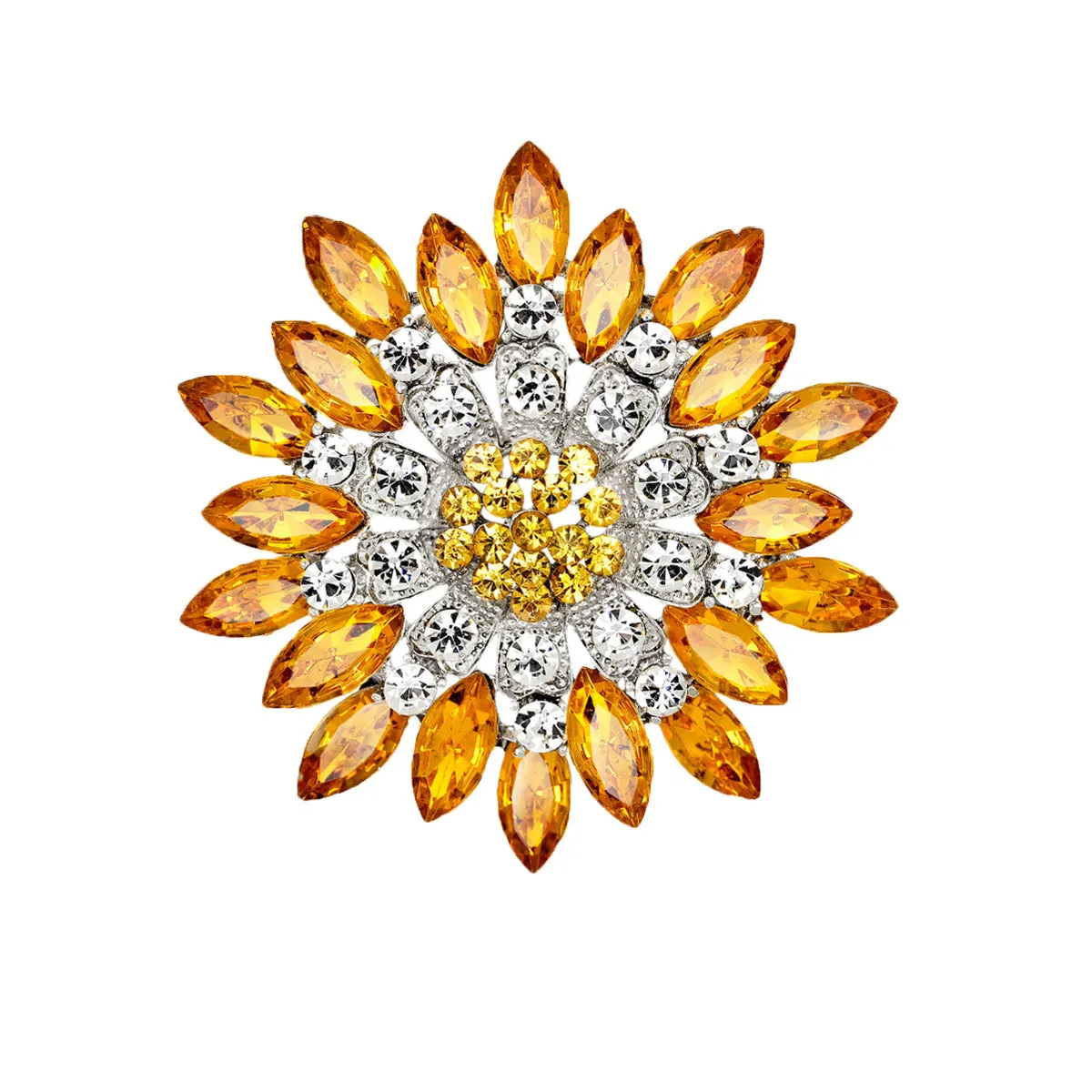 All-Match Brooches Elegant Flower Leaf Wedding Bridal Accessories Big Crystal Rhinestone Bouquet Brooch Pin for Women