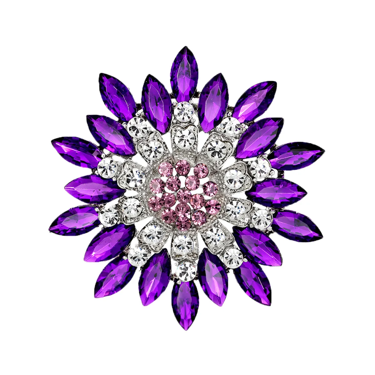 All-Match Brooches Elegant Flower Leaf Wedding Bridal Accessories Big Crystal Rhinestone Bouquet Brooch Pin for Women