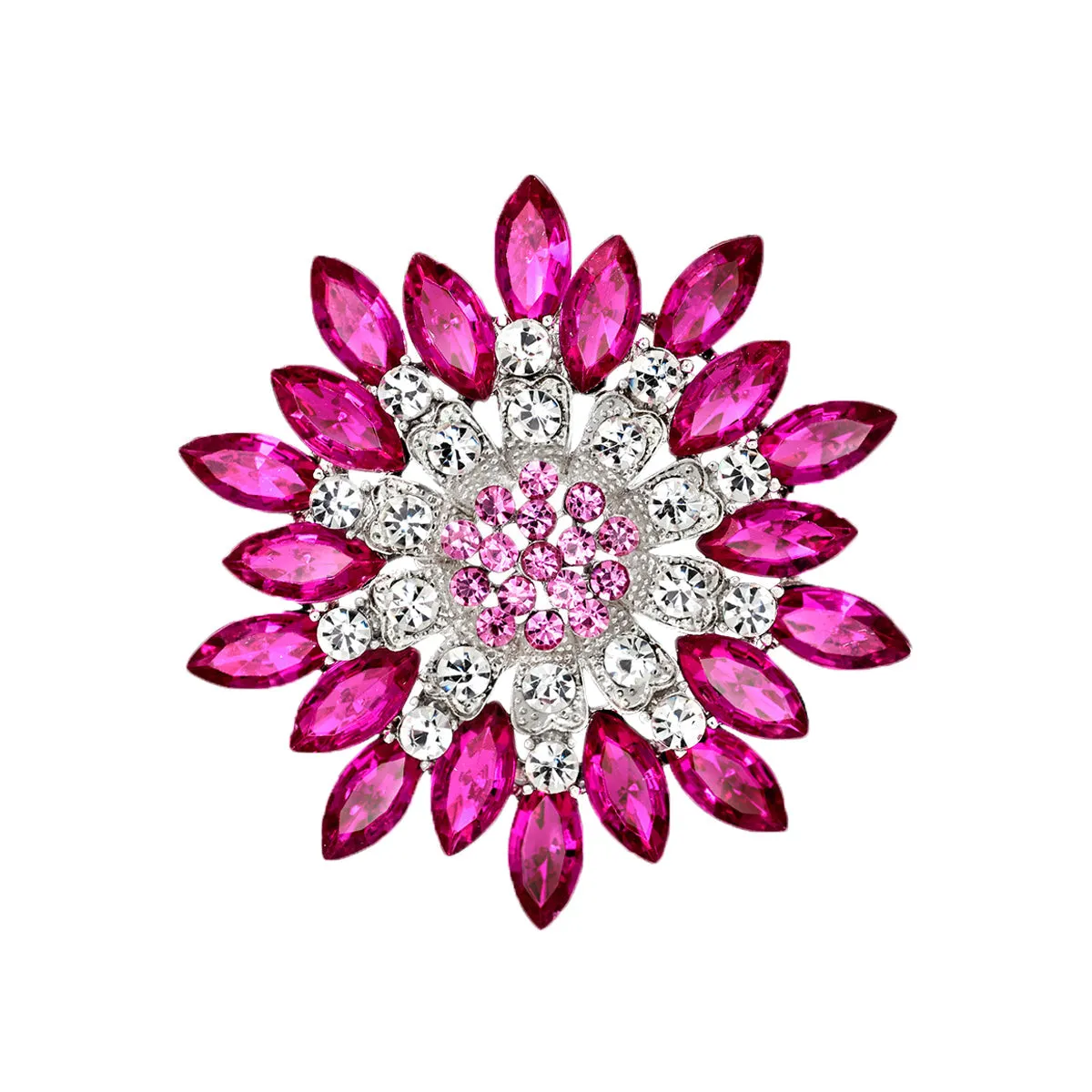 All-Match Brooches Elegant Flower Leaf Wedding Bridal Accessories Big Crystal Rhinestone Bouquet Brooch Pin for Women