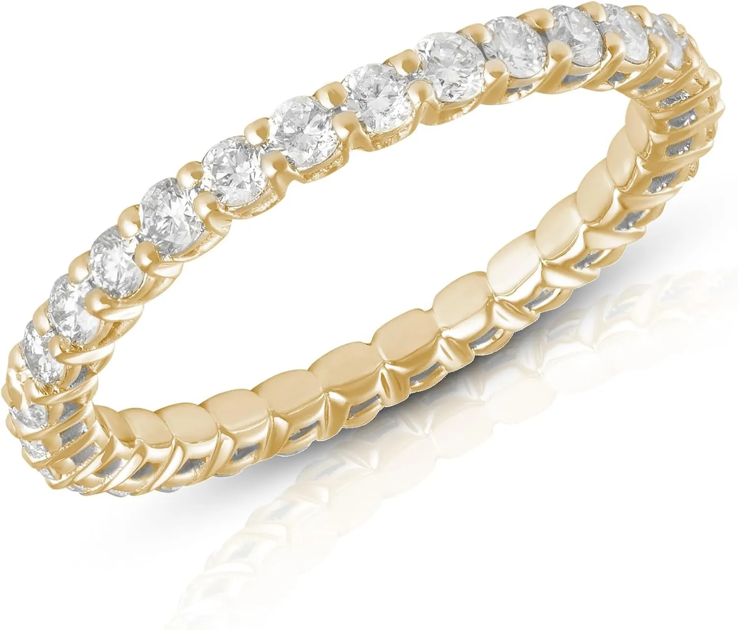 Amazon Essentials IGI Certified Lab Grown Diamond Eternity Band in Solid 14k Gold (VS1-VS2 Clarity, G-H Color) - Eternity Ring - Stackable Rings for Women