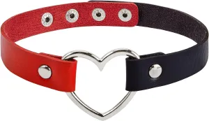 American Trends Vintage PU Leather Choker Necklace Love Heart Adjustable Goth Choker Gothic Punk Choker PU Necklace Soft Collar Chain for Women Girls