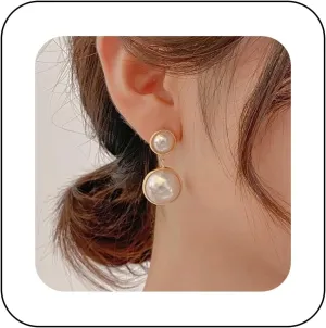 Andelaisi Boho Pearl Dangle Earrings Gold Pearl Dangle Drop Earrings Vintage Pearl Studs Earrings Minimalist Baroque Pearl Earrings Jewelry for Women