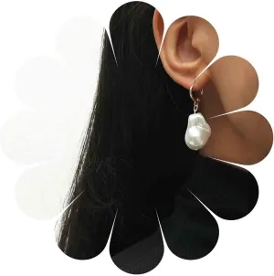 Andelaisi Boho Pearl Drop Earrings Gold Baroque Pearl Earrings Vintage Irregular Pearl Dangle Earrings Minimalist Pearl Hoop Earrings Jewelry for Women