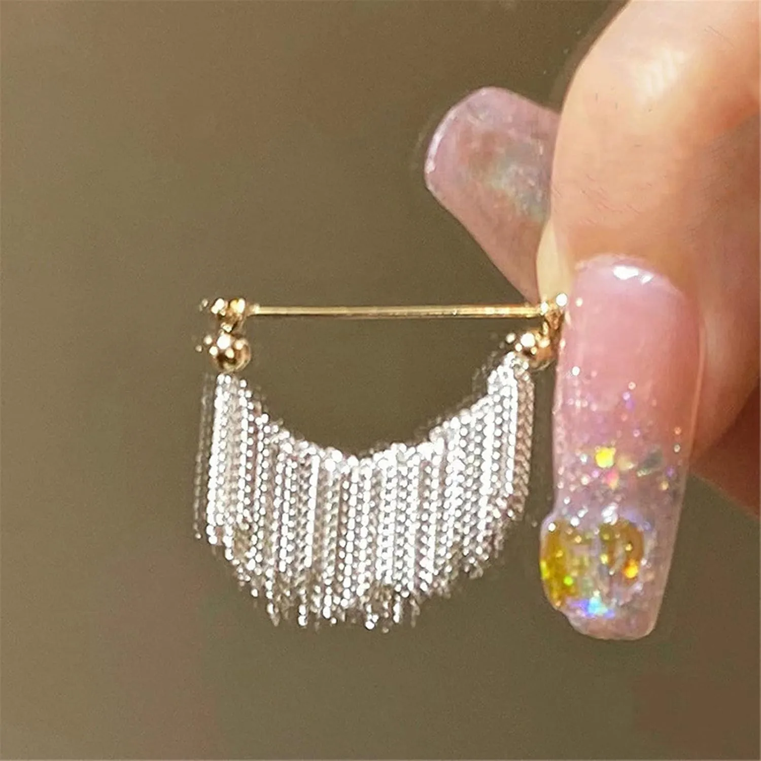 Aphro Fashion Scalloped Tassel Earrings, 18K Gold Plated Tassel Dangle Drop Earrings, Hoop Tassel Metal Earrings for Women, Gold Chain Waterfall Earrings, Gold Chandelier Earrings (#3)