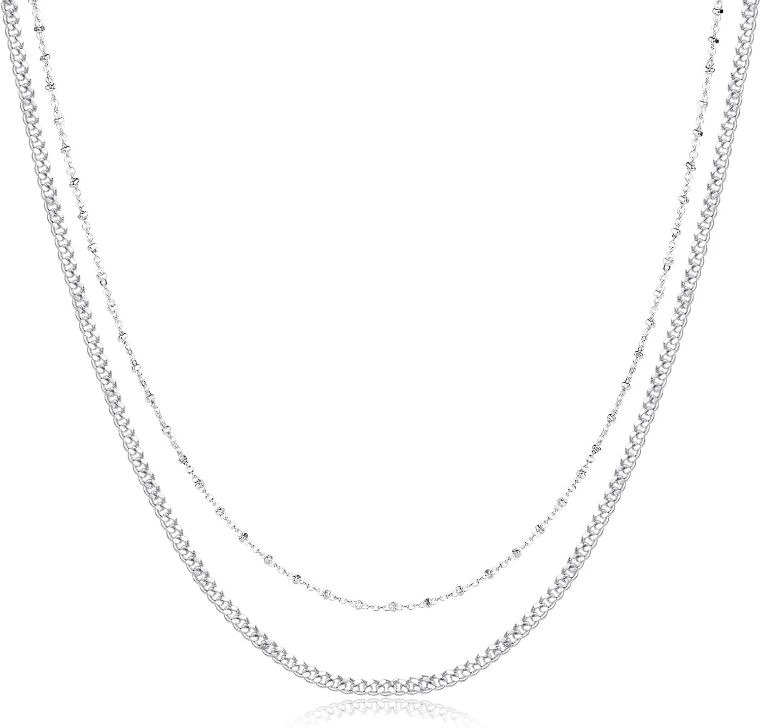 ASCOMY Silver Necklace for Women Dainty Silver Choker 14K Silver Plated Choker Minimalist JewelLery Gift for Women