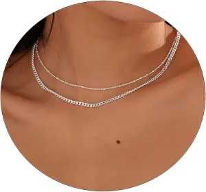 ASCOMY Silver Necklace for Women Dainty Silver Choker 14K Silver Plated Choker Minimalist JewelLery Gift for Women