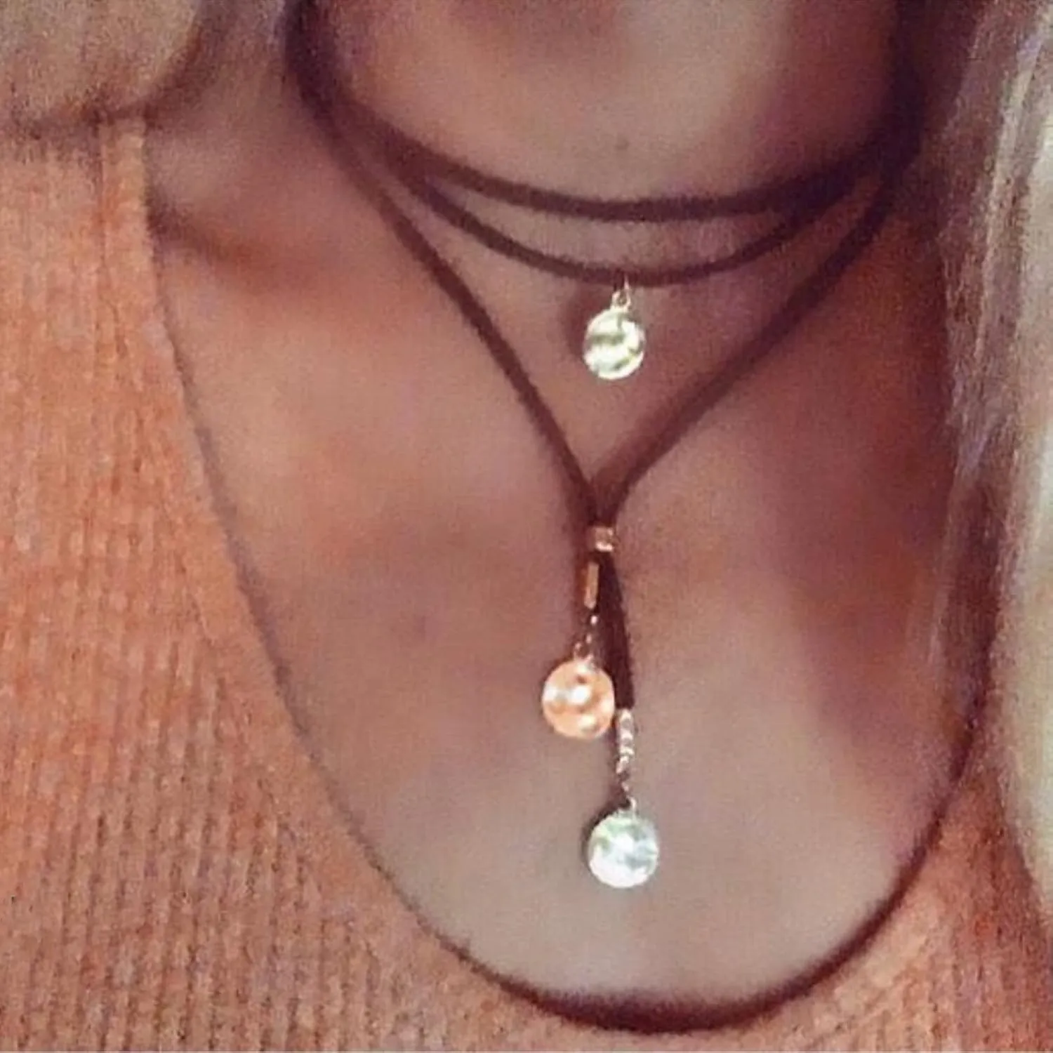 Black Brown Suede Choker Necklace for Women Teen Girls,Boho Jewelry Layered Long Necklaces for Best Friend