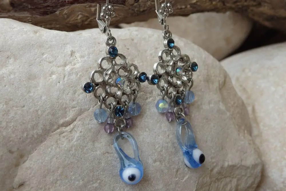 Blue eye earrings
