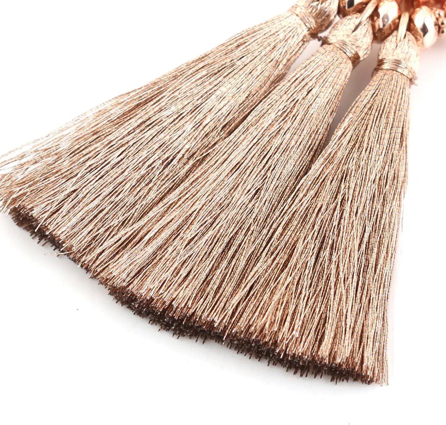 boderier Bohemian Statement Thread Tassel Chandelier Drop Dangle Earrings with Cassandra Button Stud