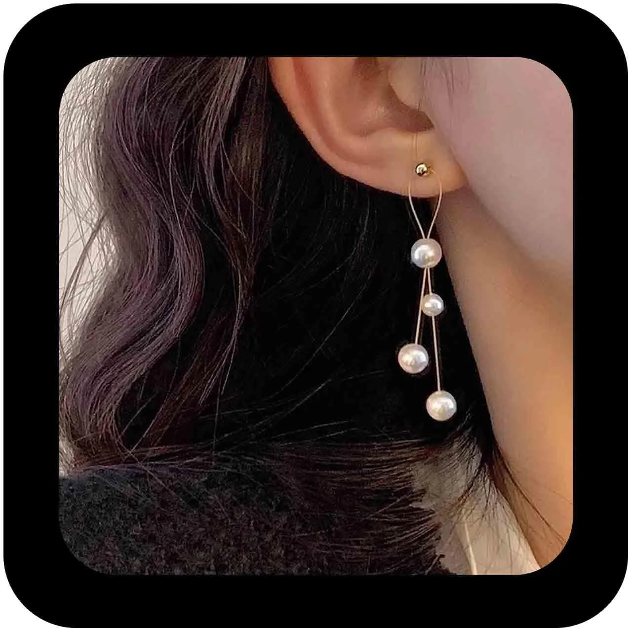 Bohemian Pearl Tassel Dangle Earrings Retro Pearl Chain Drop Earring Gold Pearls Tassel Chain Earring Minimalist Pearls Earrings Jewelry for Women