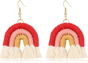 Bohemian Rainbow Layered Tassel Earrings 3 Tier Fringe Statement Dangle Drop Earrings for Women Jewelry Fashion and Valentine Birthday Party Gift