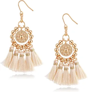 Boho Handmade Earrings for Women Colorful Statement Drop Dangle Style Tassel Earrings for Women