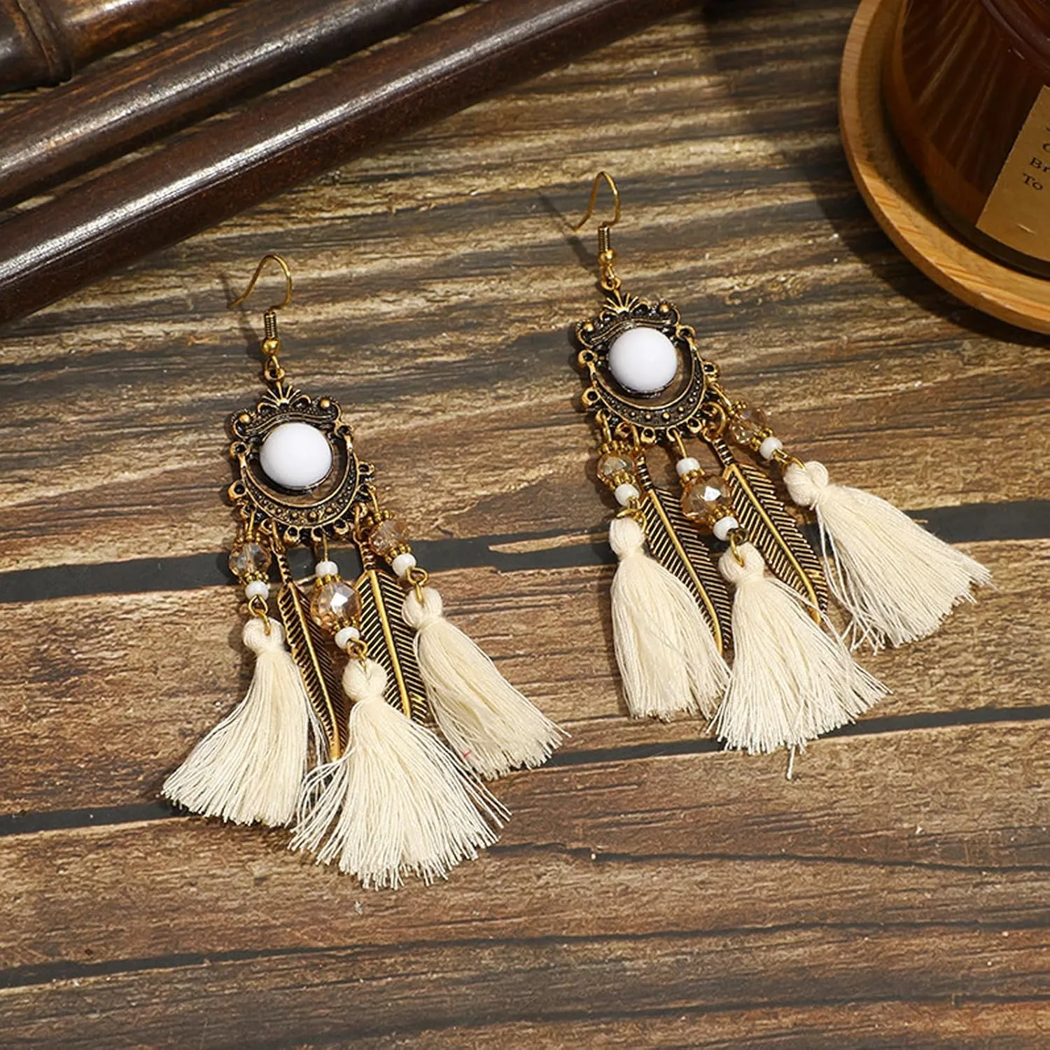 Boho Tassel Earrings Vintage Boho Beaded Earrings for Women Hollow Drop Dangle Earrings Vintage Boho Jewelry Gifts