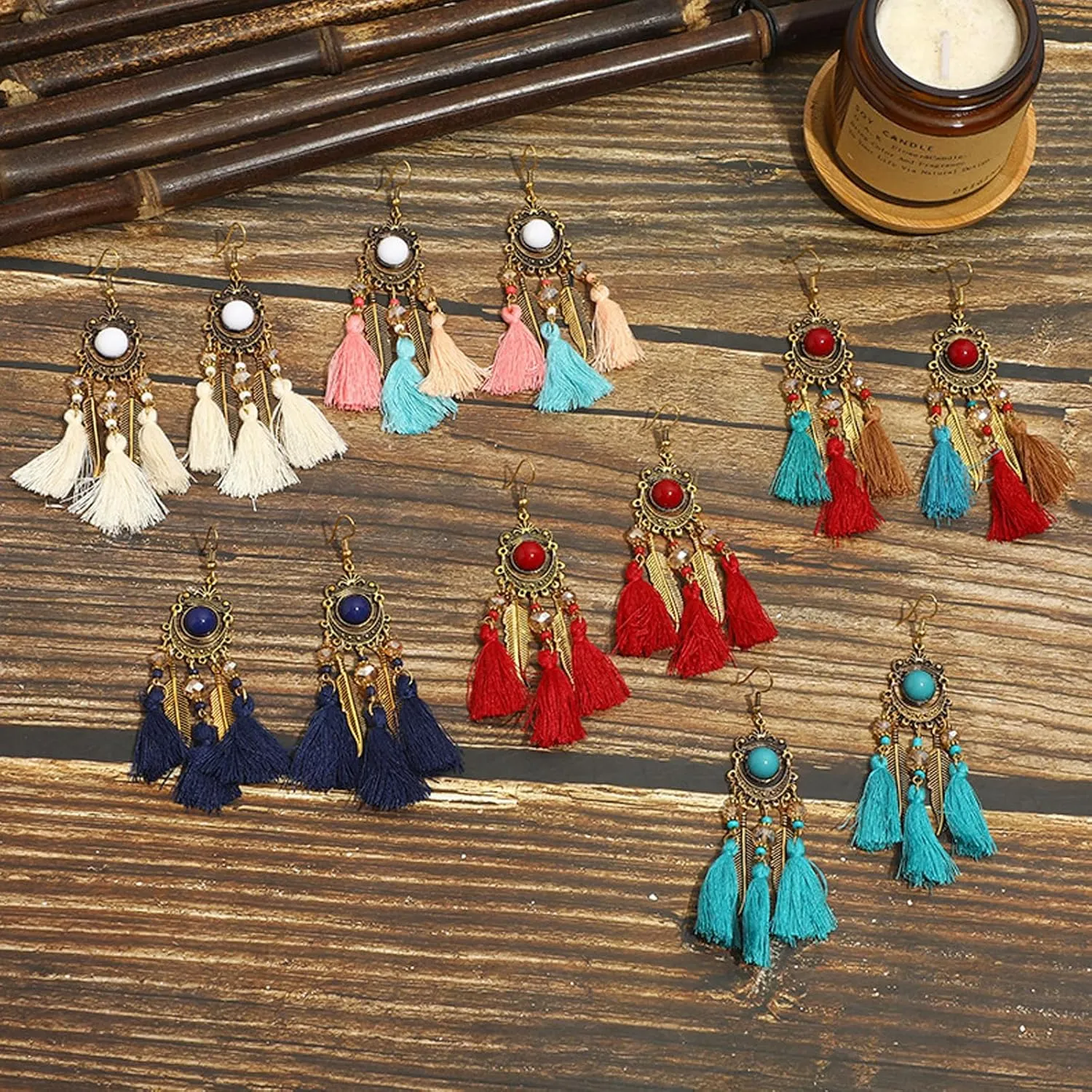 Boho Tassel Earrings Vintage Boho Beaded Earrings for Women Hollow Drop Dangle Earrings Vintage Boho Jewelry Gifts