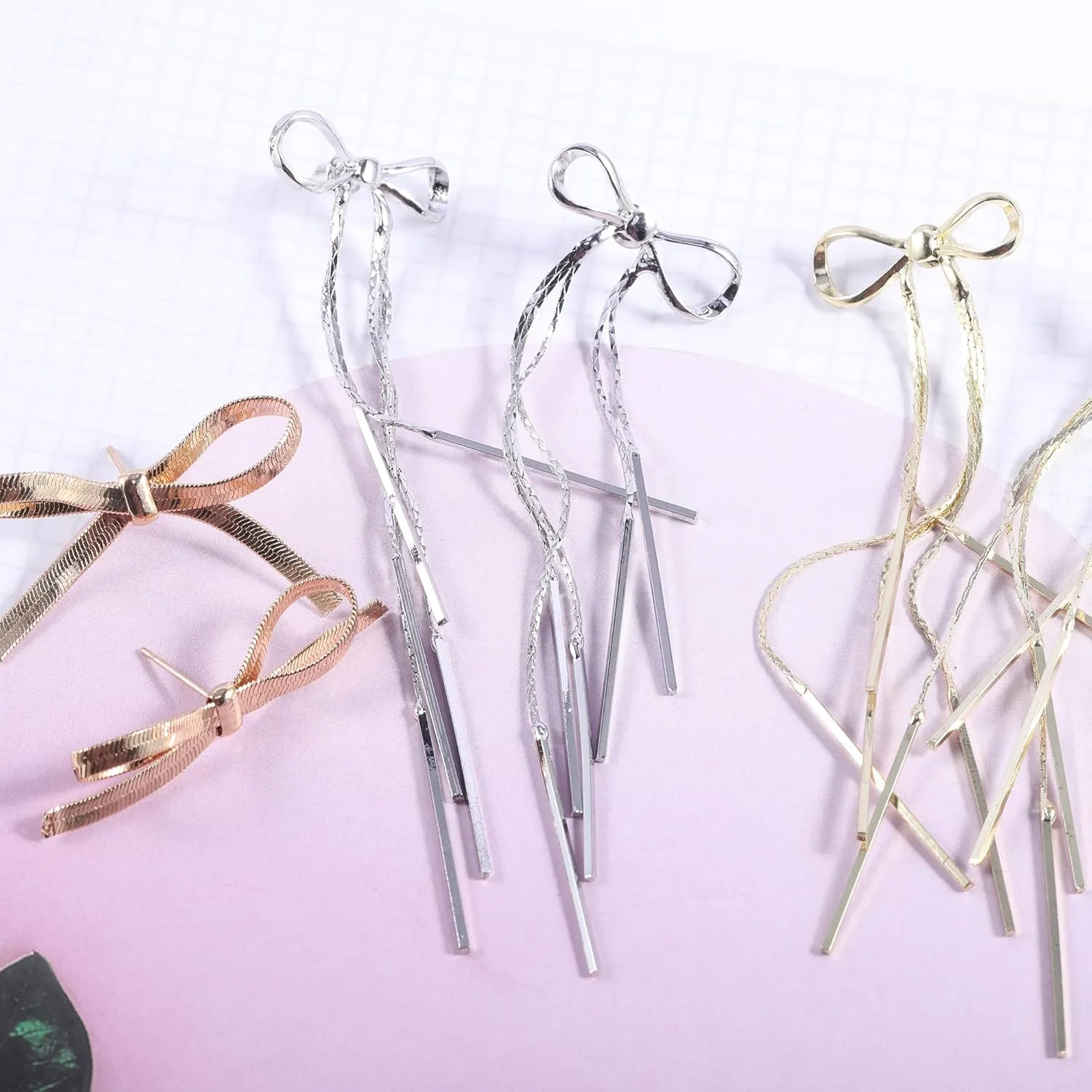 Bow Earrings Gold for Women, Ribbon Earrings Cute Bowknot Stud Bow Jewelry Party Fashion Earings Gift