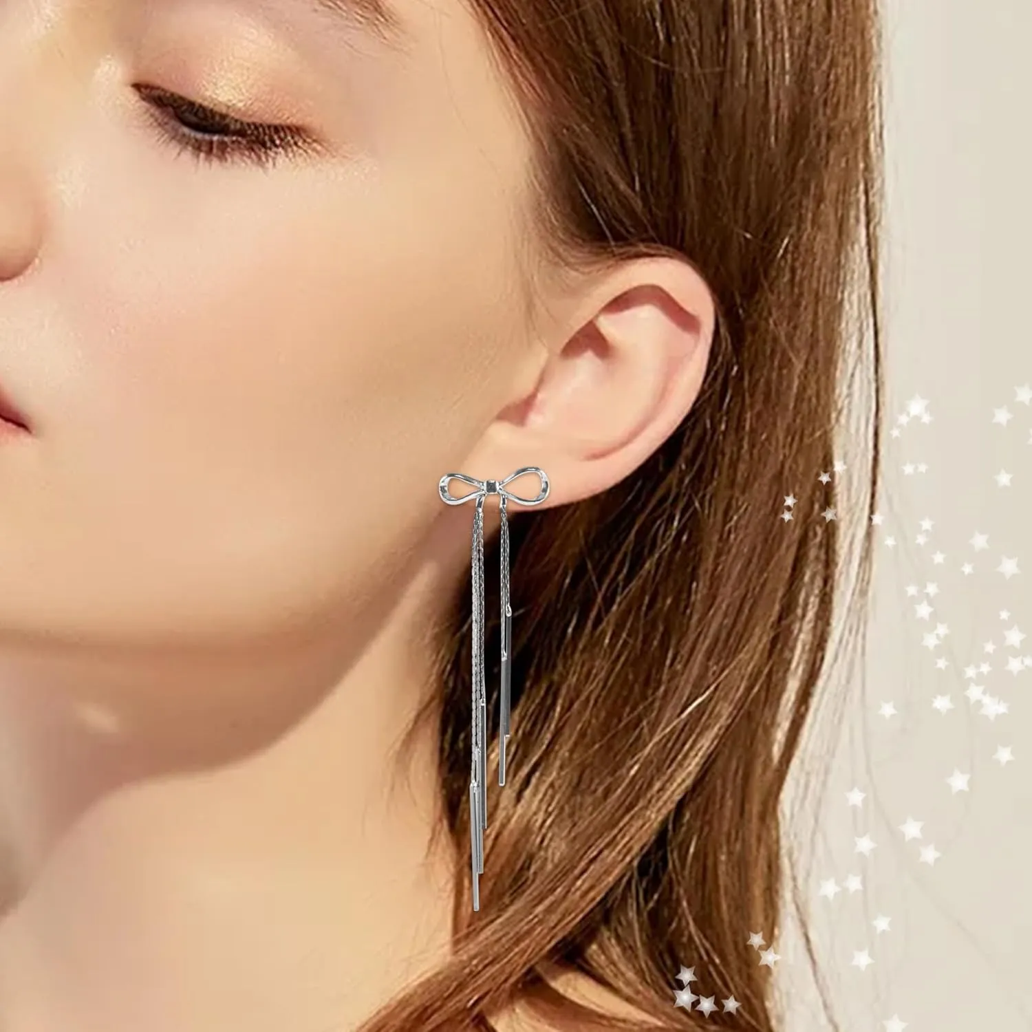 Bow Earrings Gold for Women, Ribbon Earrings Cute Bowknot Stud Bow Jewelry Party Fashion Earings Gift